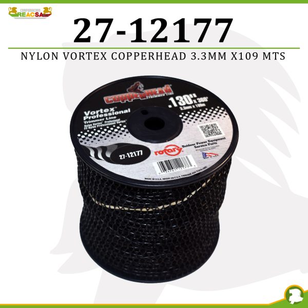NYLON VORTEX COPPERHEAD 3.3MM X109 MTS