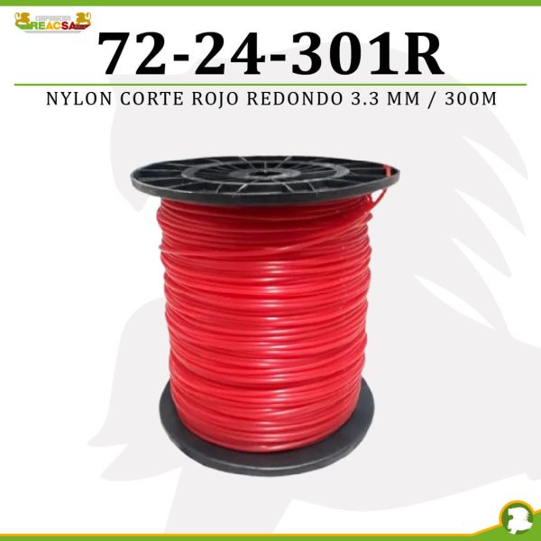 NYLON CORTE ROJO REDONDO 3.3MM/300M