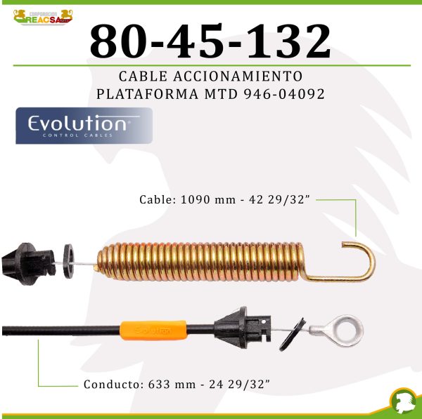 CABLE ACCIONAMIENTO PLATAFORMA MTD 946-04092