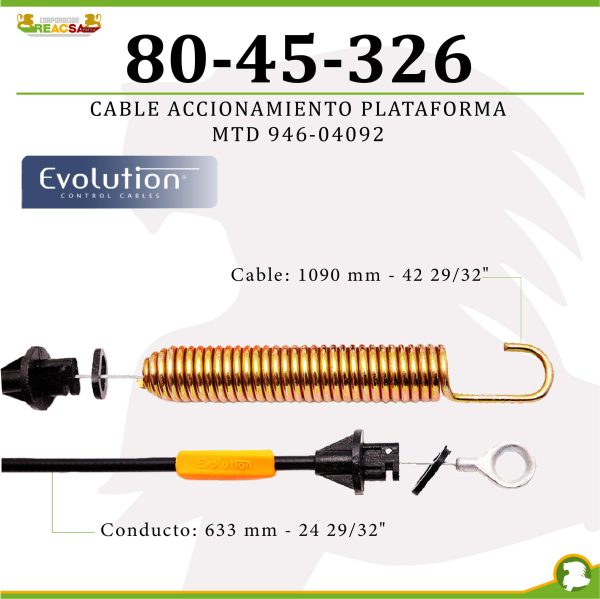 CABLE ACCIONAMIENTO PLATAFORMA MTD 946-04092