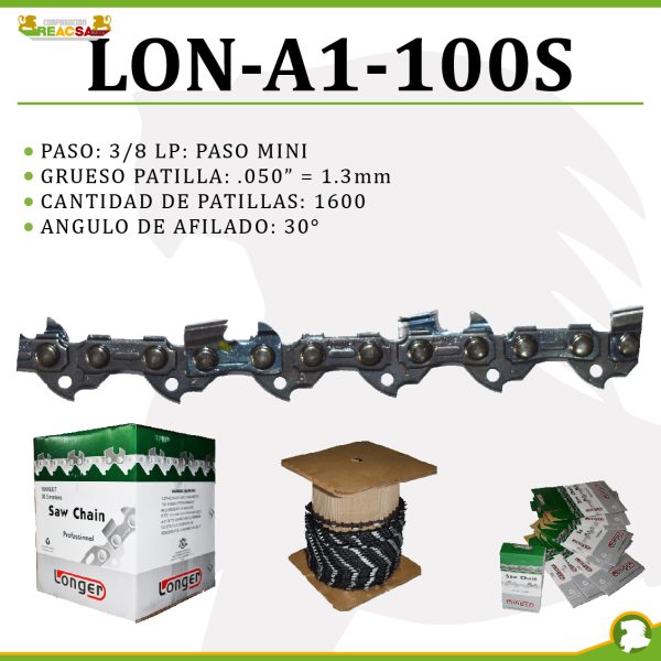 CADENA PASO 3/8 LP EN .050"=1.3MM(1600P)