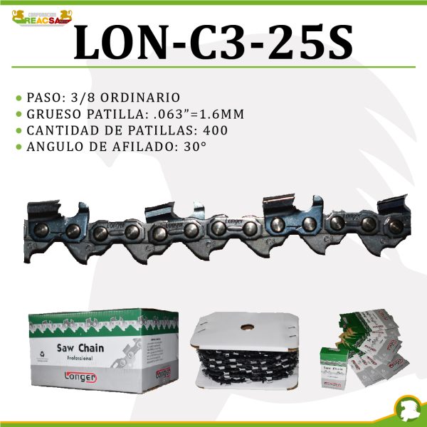 CADENA PASO 3/8 EN .063"= 1.6MM(400P)