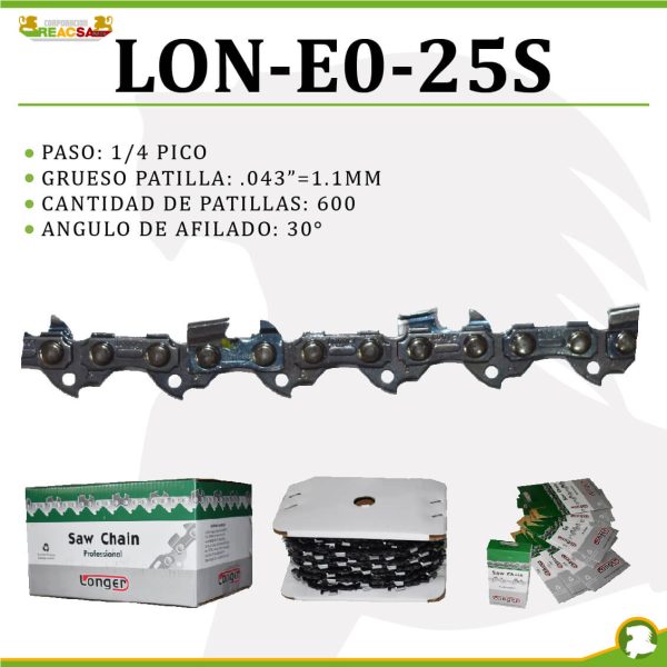 CADENA PASO 1/4" PICO .43"=1.1MM(600P)